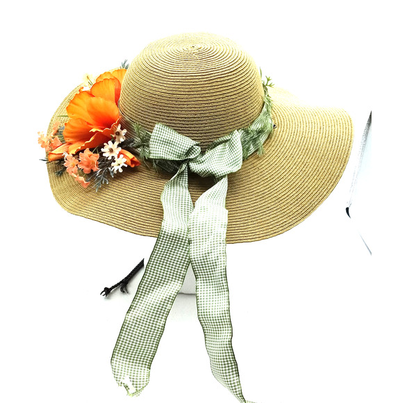 COOLIBAR Floppy Sun Hat Brown Wide Brim UPF 50+ Packable Flowers & Ribbons - Picture 1 of 10